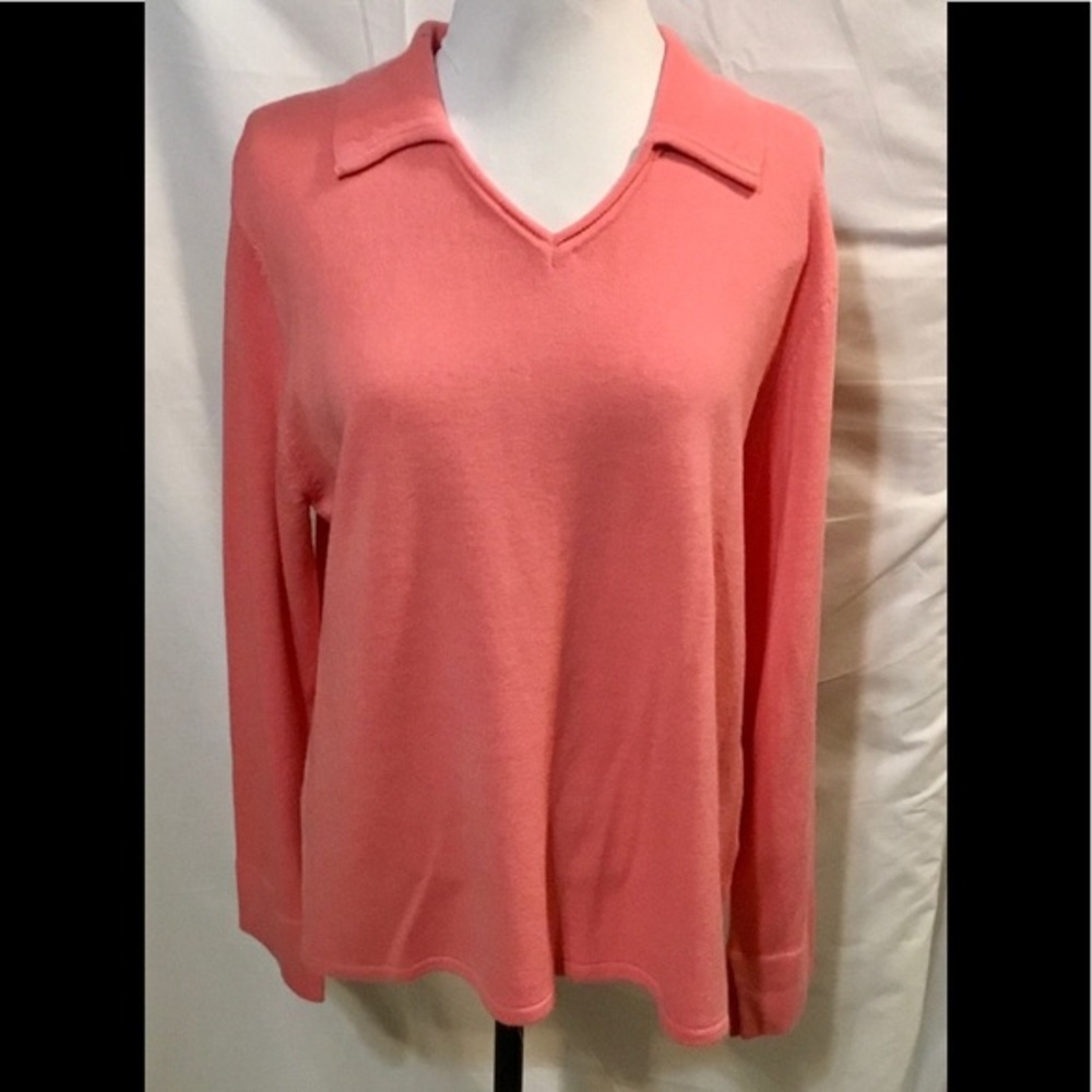 Carolyn Taylor Coral Long Sleeve Collar Sweater